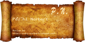 Páhi Norbert névjegykártya